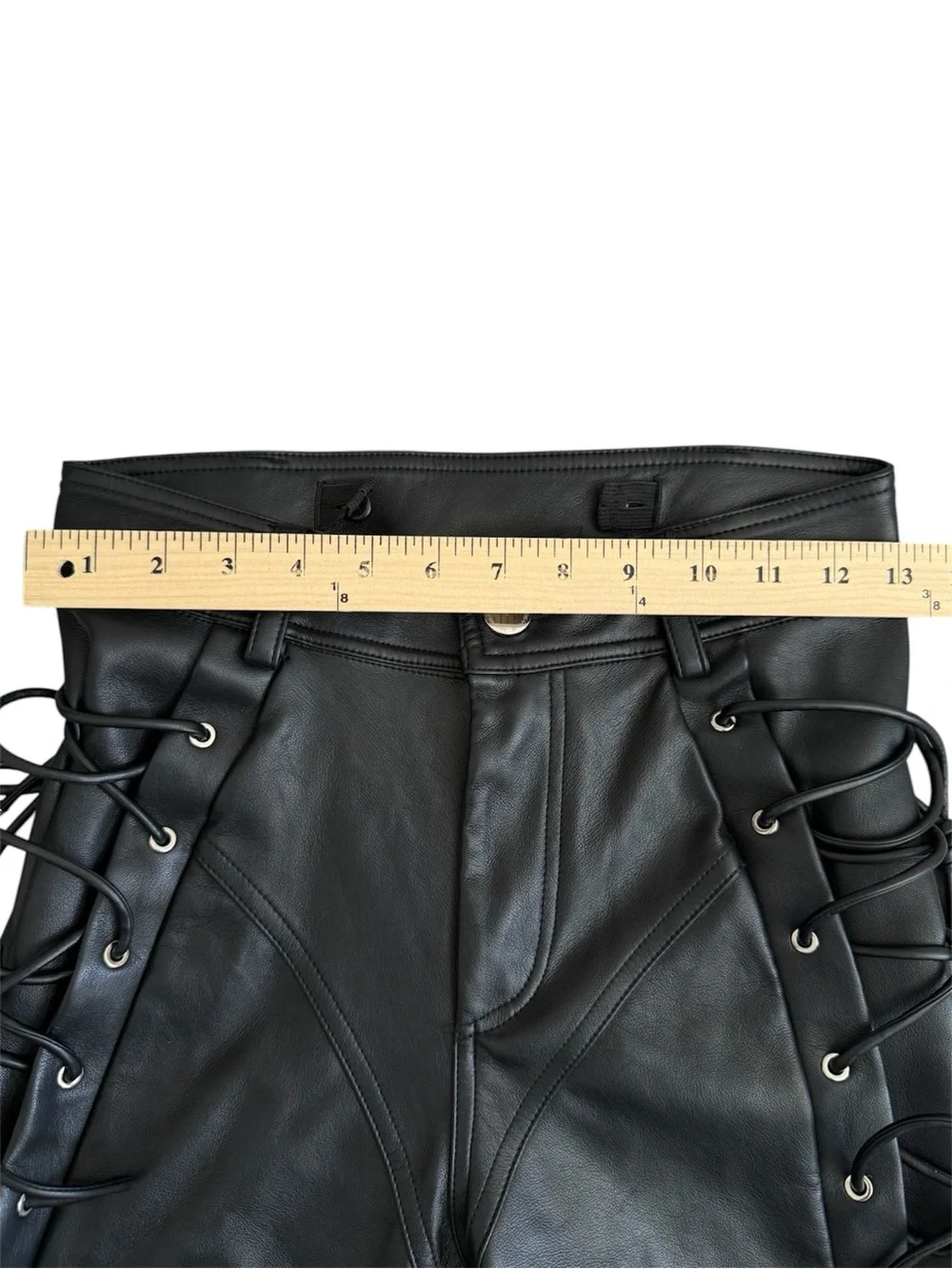 Manière De Voir Ambre Vegan Leather Lace-Up Flared Trousers | Black | Size 2 - Picture 12 of 15